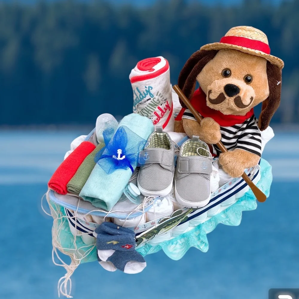 Fisherman Diaper Cake, Boatman Diaper Cake